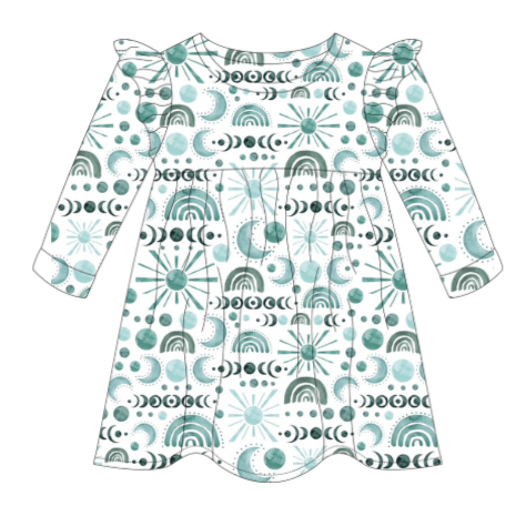 Luna Blue Flutter Sleeve Dress