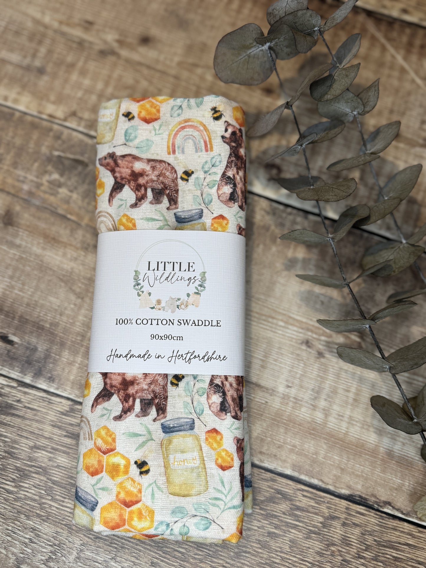 Honey Bear Muslin Swaddle