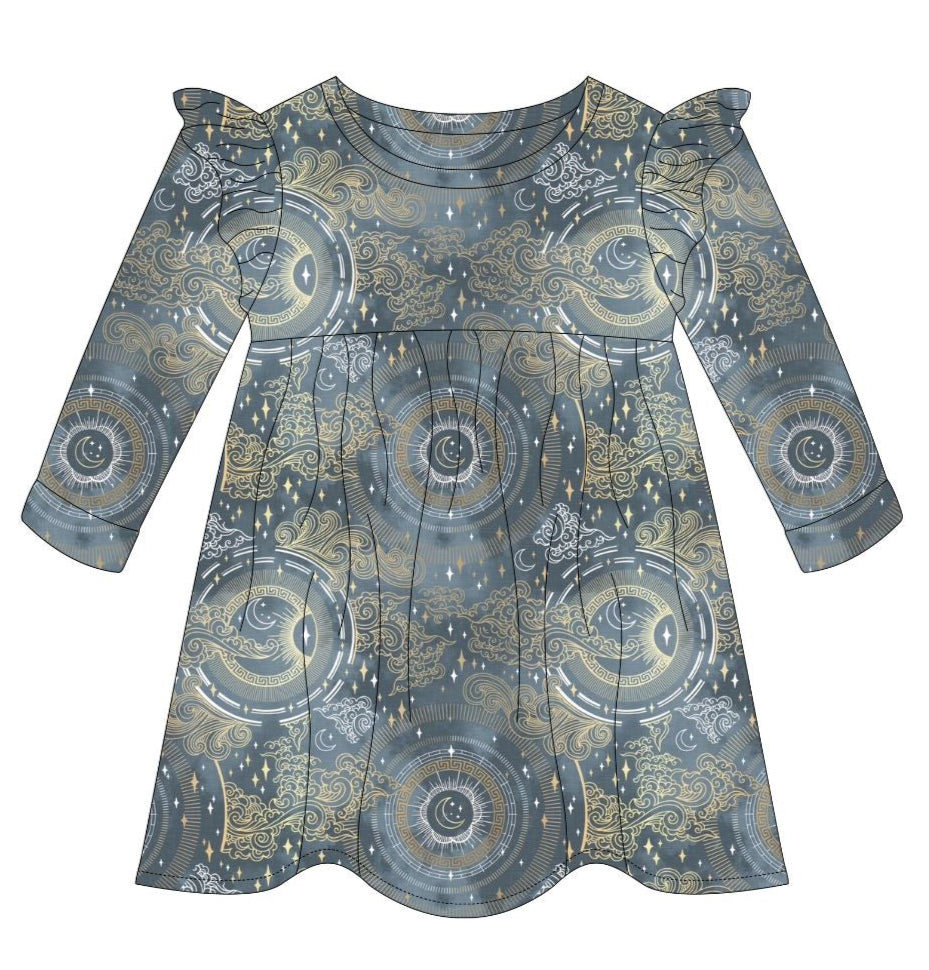 Fantasy Skies Flutter Sleeve Dress