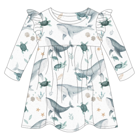 Sea Friends Flutter Sleeve Dress
