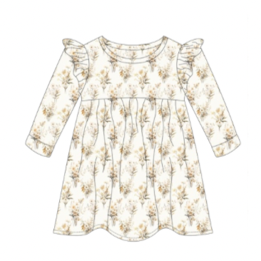 Golden Meadow Flutter Sleeve Dress