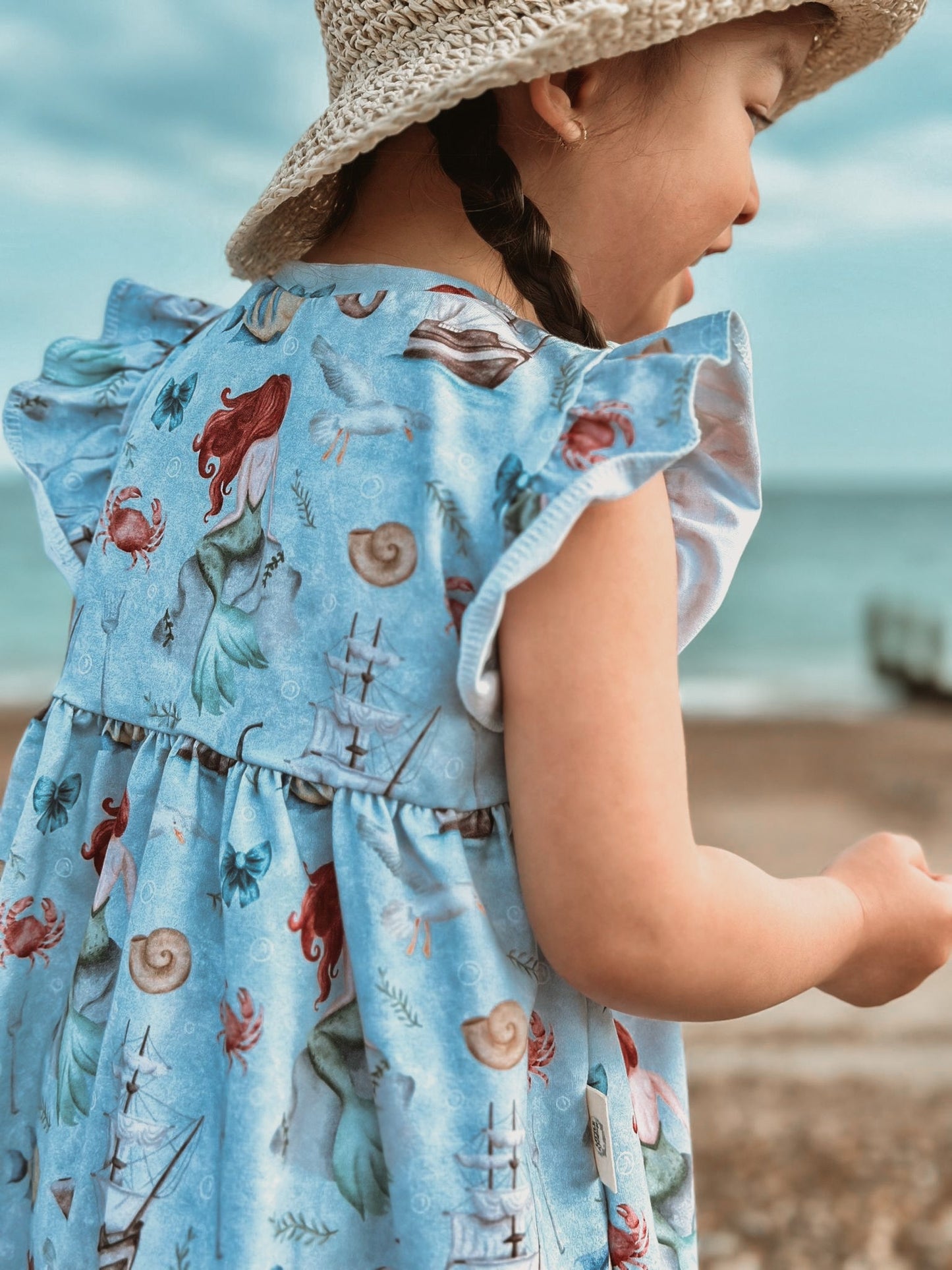 Under the Sea Flutter Sleeve Dress