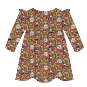 Cosy Harvest Flutter Sleeve Dress