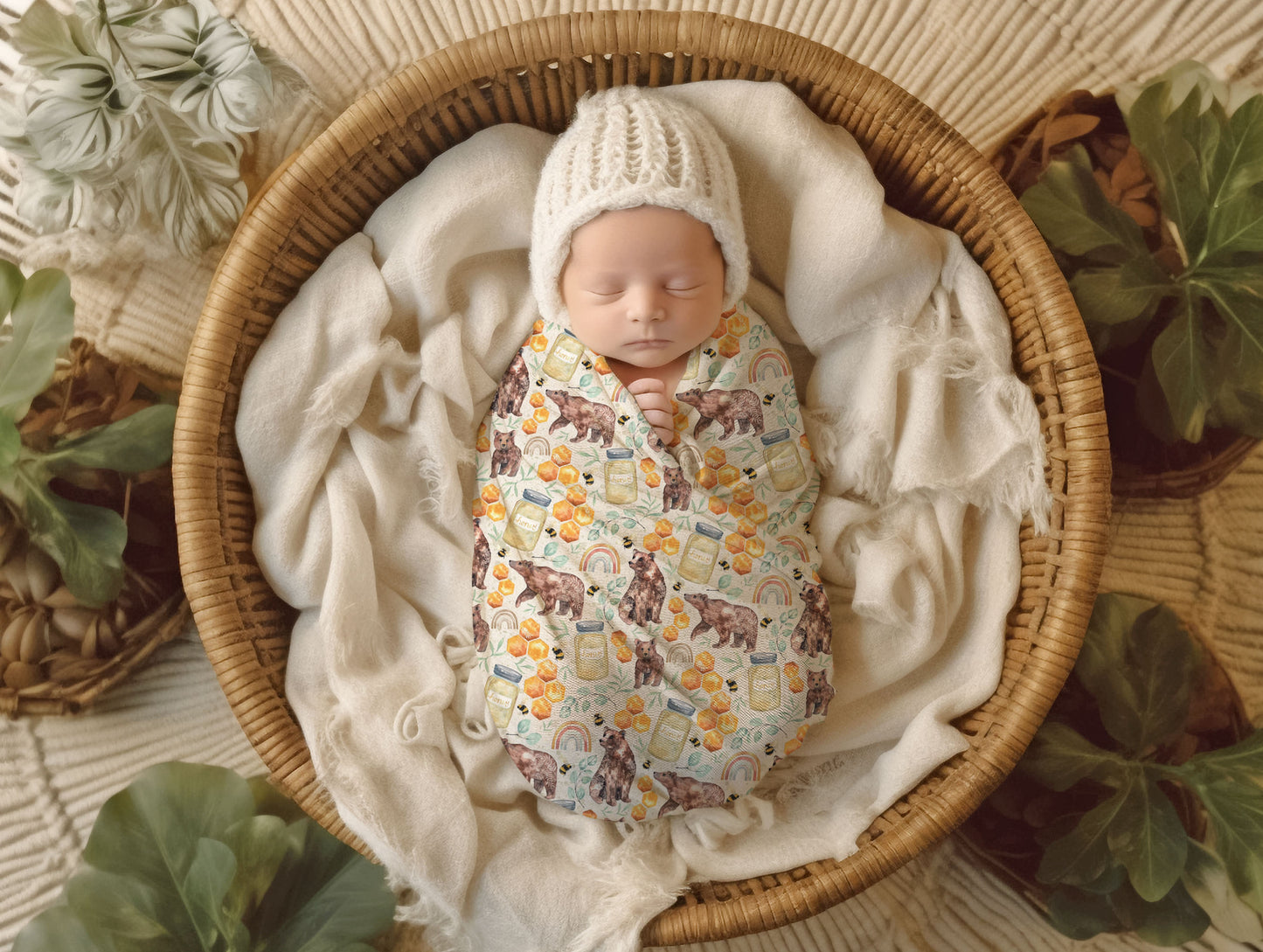 Honey Bear Muslin Cloth & Swaddle